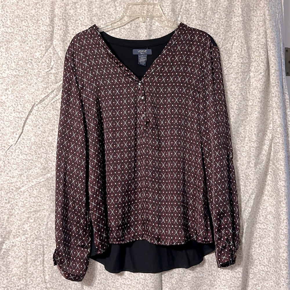 Dressy Faux Silk Patterned Blouse